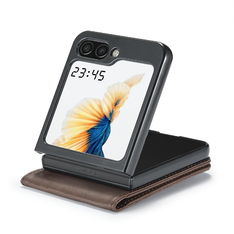 For Samsung Galaxy Z Flip6 / Flip7 FE LC.IMEEKE Calf Texture Leather Phone Case(Coffee)