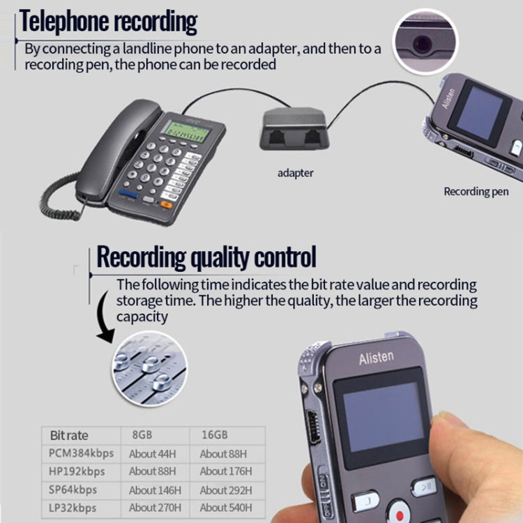 JNN X26 Mini Portable Voice Recorder with OLED Screen, Memory:8GB(Gold)