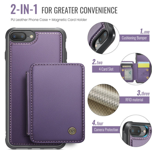 For iPhone 8 Plus / 7 Plus / 6 Plus JEEHOOD J05 Business Magnetic Style RFID Leather Phone Case(Purple)