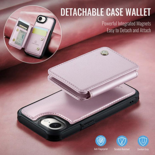 For iPhone 17e / 16e JEEHOOD J05 Business Magnetic Style RFID Leather Phone Case(Pink)