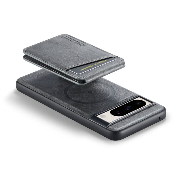 For Google Pixel 7 Fierre Shann Cowhide Vertical Flip Magnetic Card Holder Phone Case(Grey)
