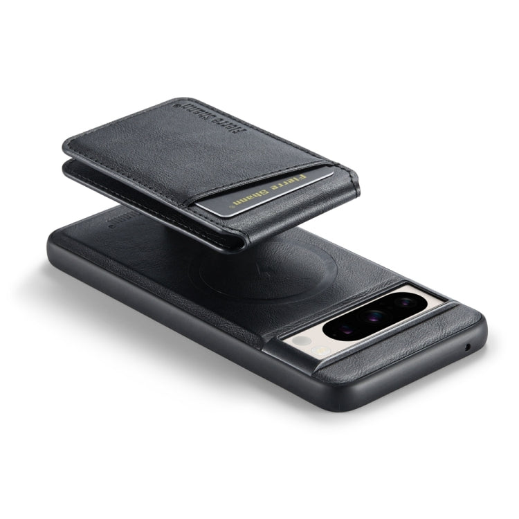 For Google Pixel 7a Fierre Shann Cowhide Vertical Flip Magnetic Card Holder Phone Case(Black)