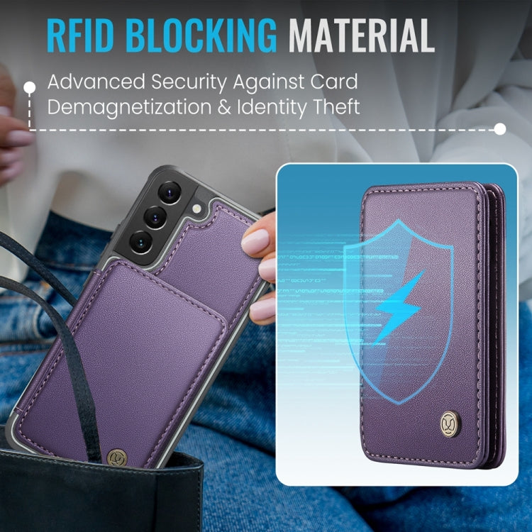 For Samsung Galaxy S22+ 5G JEEHOOD J05 Business Magnetic Style RFID Leather Phone Case(Purple)