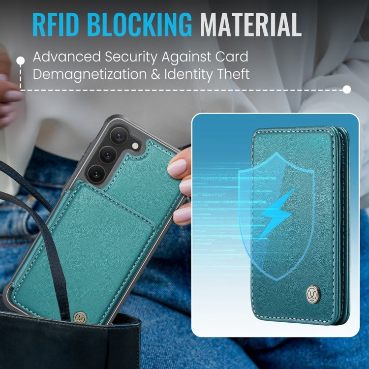 For Samsung Galaxy S23+ 5G JEEHOOD J05 Business Magnetic Style RFID Leather Phone Case(Blue Green)