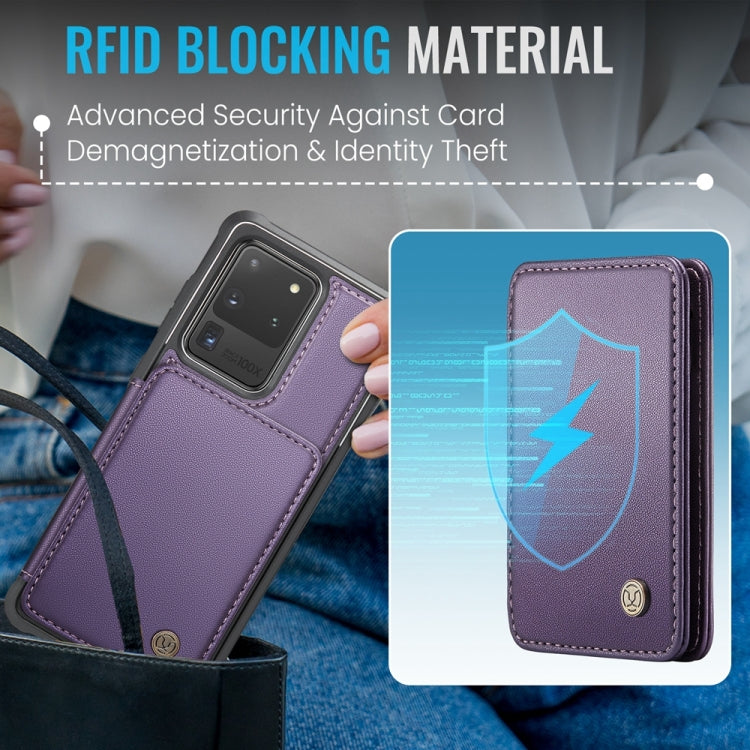For Samsung Galaxy S20 Ultra 5G JEEHOOD J05 Business Magnetic Style RFID Leather Phone Case(Purple)