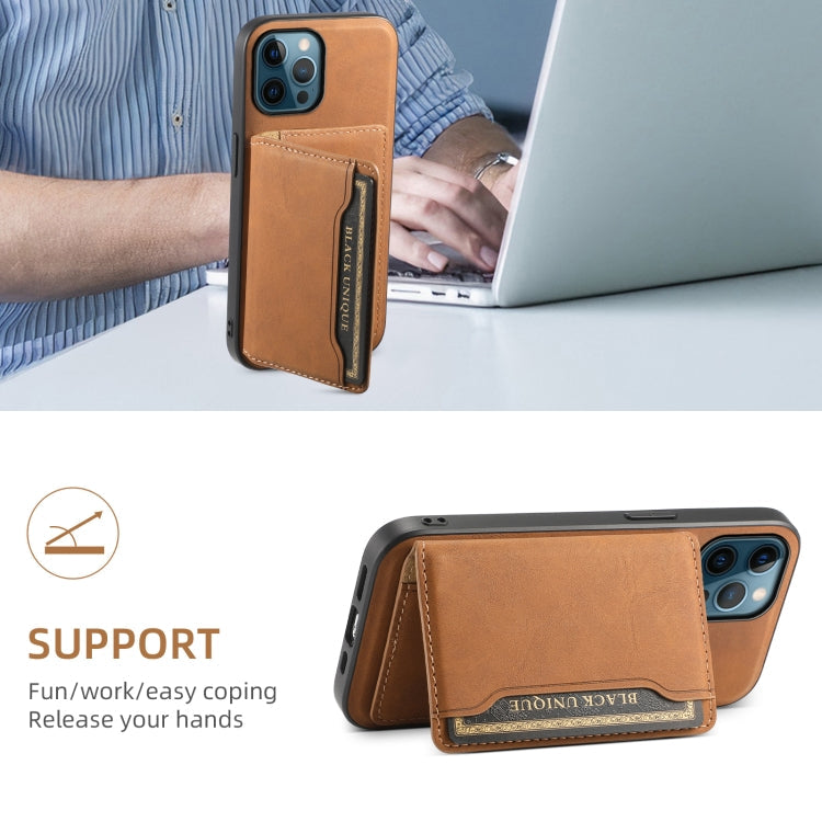 For iPhone 12 Pro Denior D13 Retro Texture Leather MagSafe Card Bag Phone Case(Brown)