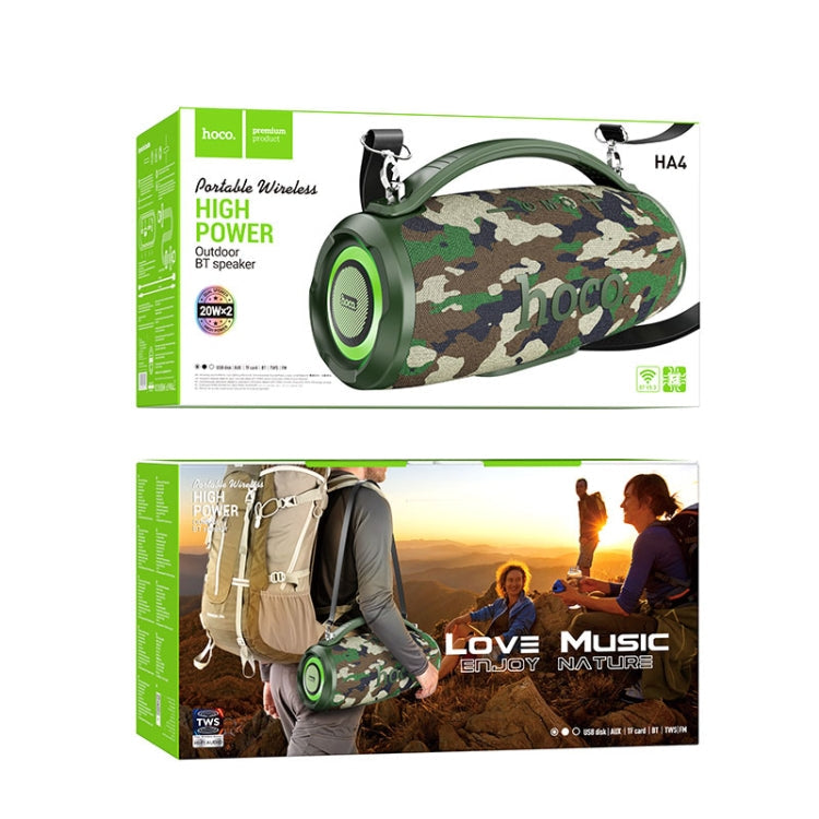 hoco HA4 Surge Outdoor Bluetooth 5.3 Speaker Support TWS / FM(Camouflage Green)