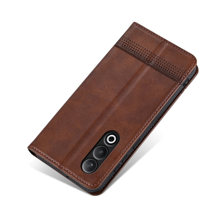 For OnePlus Nord CE4 AZNS Magnetic Calf Texture Flip Leather Phone Case(Dark Brown)