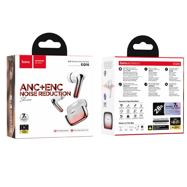 hoco EQ16 True Wireless ANC+ENC Dual Noise Reduction Bluetooth Earphone(Red)