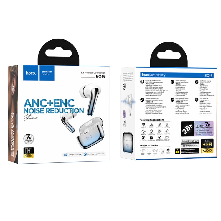 hoco EQ16 True Wireless ANC+ENC Dual Noise Reduction Bluetooth Earphone(Blue)