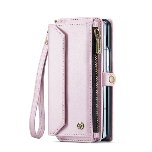 For Samsung Galaxy Z Fold6 5G CaseMe C36 Card Slots Zipper Wallet RFID Anti-theft Leather Phone Case(Pink)