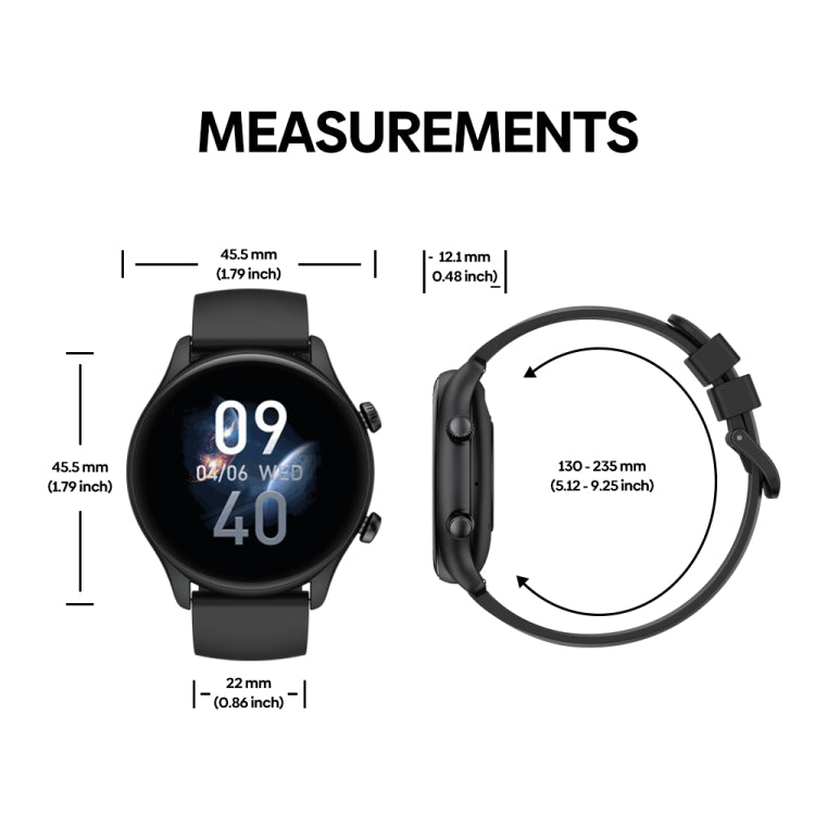 Zeblaze Btalk 3 Plus Montre intelligente de fitness et bien-être avec écran de 1,39 pouces et prise en charge des appels vocaux (Noir)