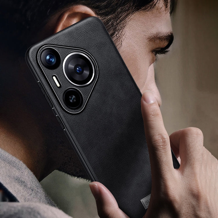 For Huawei Pura 70 Pro / 70 Pro+ SULADA Shockproof TPU Hybrid Handmade Leather Phone Case(Black)