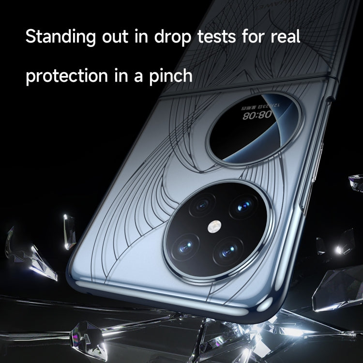 For Huawei P50 Pocket SULADA Electroplated Laser Engraving Texture PC Phone Case(Black)