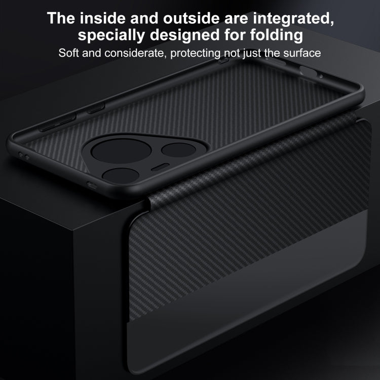 For Huawei Pura 70 Pro SULADA Kevlar 600D Texture Smart Window Leather Phone Case(Blue)