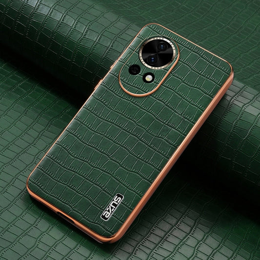 Pour Huawei nova 13 / nova 12 AZNS Coque de téléphone à couverture complète avec cadre électrolytique et texture croco (vert)