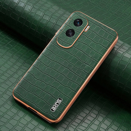 For Honor X50i / 90 Lite AZNS Electroplated Frame Crocodile Texture Full Coverage Phone Case(Green)