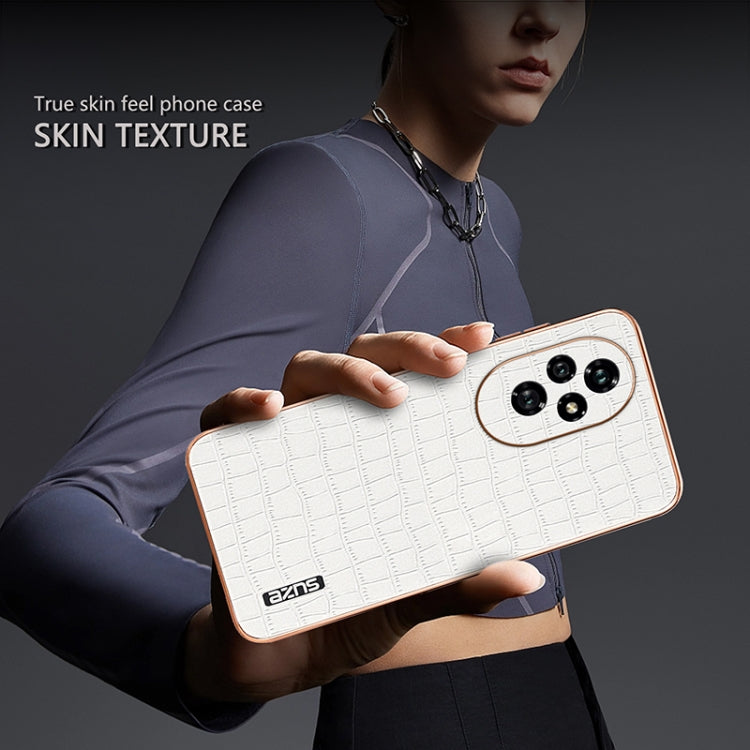 For Honor 200 AZNS Electroplated Frame Crocodile Texture Full Coverage Phone Case(Green)