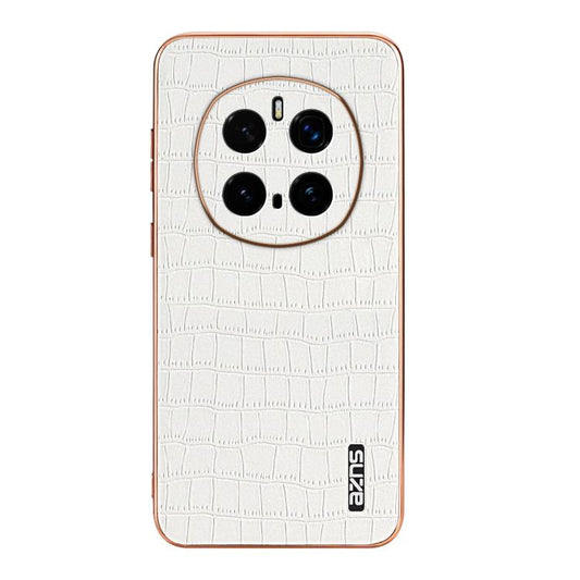 Pour la coque de téléphone For Honor Magic7 Pro AZNS à cadre électrolytique, texture crocodile, couverture complète (blanc)