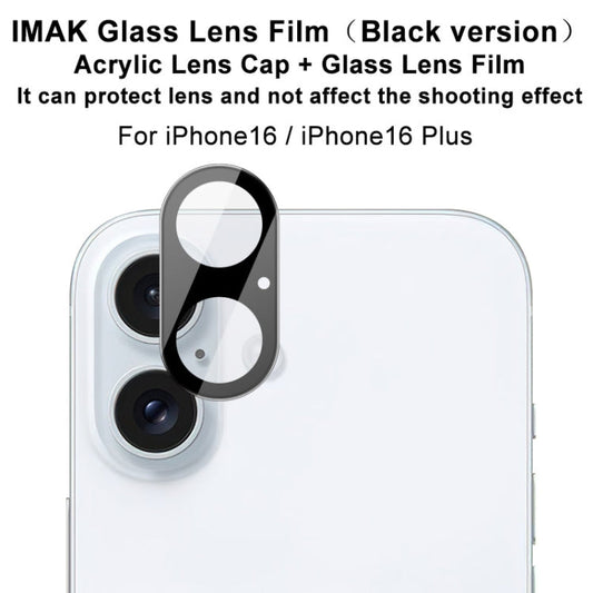 Pour iPhone 16 / 16 Plus imak Film de protection d'objectif en verre intégré haute définition version noire
