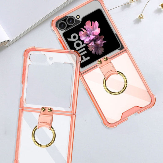 For Samsung Galaxy Z Flip6 / Flip7 FE GKK Airbag Ring Full Coverage Phone Case with Tempered Film(Orange)