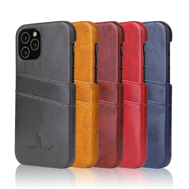 Pour iPhone 12 mini, étui en cuir PU avec texture huile-cire rétro Fierre Shann avec emplacements pour cartes (rouge)