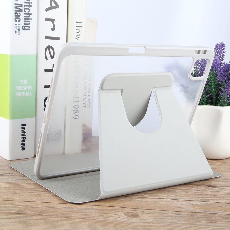 For iPad Pro 11 2022 / 2021 / 2020 GEBEI Acrylic TPU 3-folding Rotating Smart Tablet Leather Case withh Pen Slot(Grey)