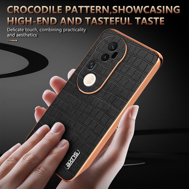 For vivo S20 Pro AZNS Electroplated Frame Crocodile Texture Full Coverage Phone Case(Brown)