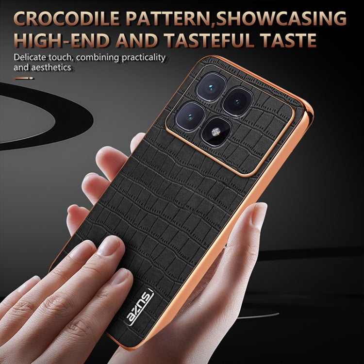 For Redmi K70 Ultra AZNS Electroplated Frame Crocodile Texture Full Coverage Phone Case(Brown)