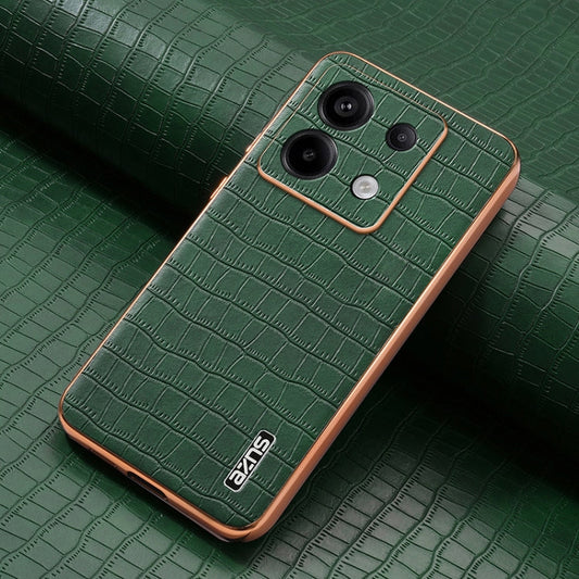 For Xiaomi Poco X6 AZNS Electroplated Frame Crocodile Texture Full Coverage Phone Case(Green)