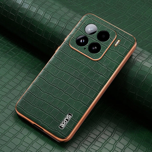 For Xiaomi 15 AZNS Electroplated Frame Crocodile Texture Full Coverage Phone Case(Green)