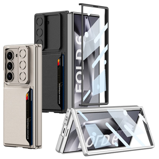 For Samsung Galaxy Z Fold6 GKK Integrated Ultra-thin Sliding Window Card Slot Phone Case(Titanium Gray)