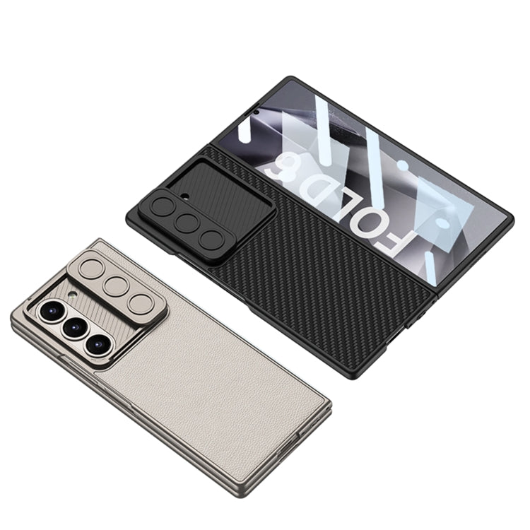 For Samsung Galaxy Z Fold6 GKK Integrated Ultra-thin Sliding Window Leather Phone Case(Grey)