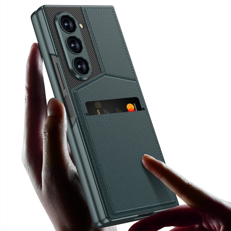For Samsung Galaxy Z Fold6 GKK Integrated Rotor Bracket Recessed Card Bag Phone Case(Titanium Grey)