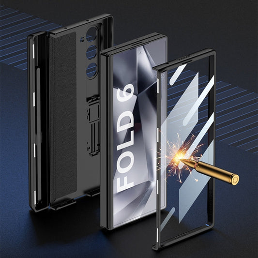For Samsung Galaxy Z Fold6 GKK Integrated Magnetic Full Coverage Flip Phone Case with Pen Box, Not Included Pen(Silver)