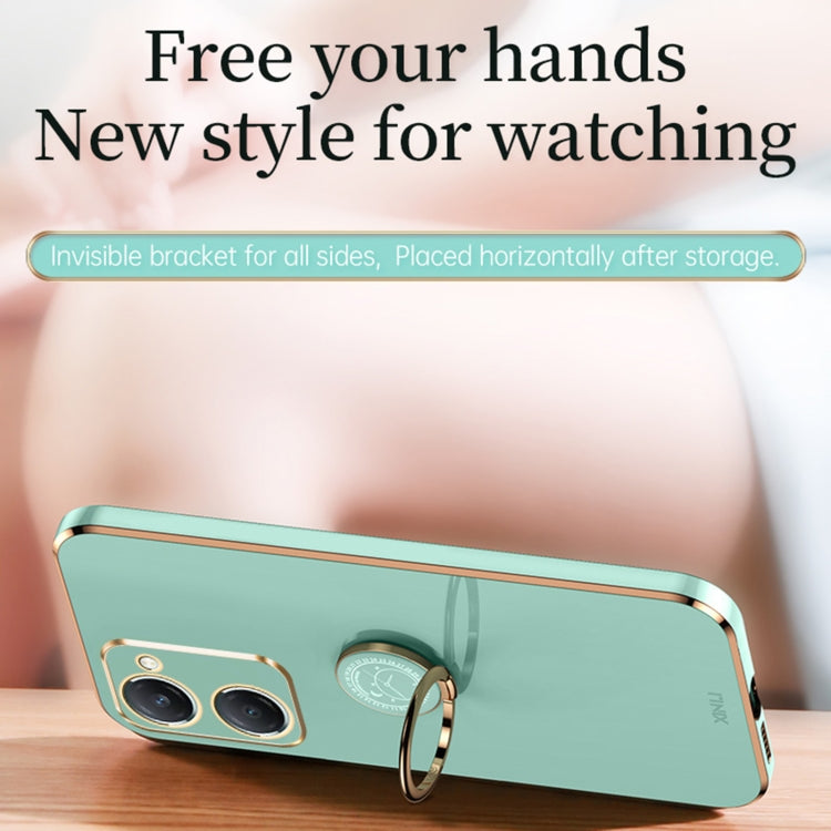 For vivo Y18 XINLI Straight Edge 6D Electroplate TPU Phone Case with Ring Holder(Celestial Blue)