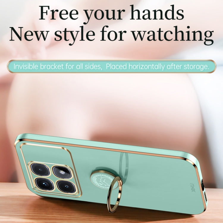 For Redmi K70 Ultra XINLI Straight Edge 6D Electroplate TPU Phone Case with Ring Holder(Pink)