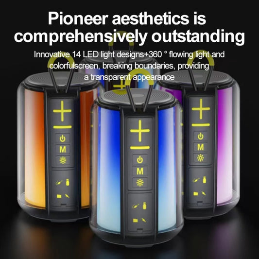 Haut-parleur Bluetooth sans fil AEC S16 Portable LED Light Rainbow RGB TWS (Noir)