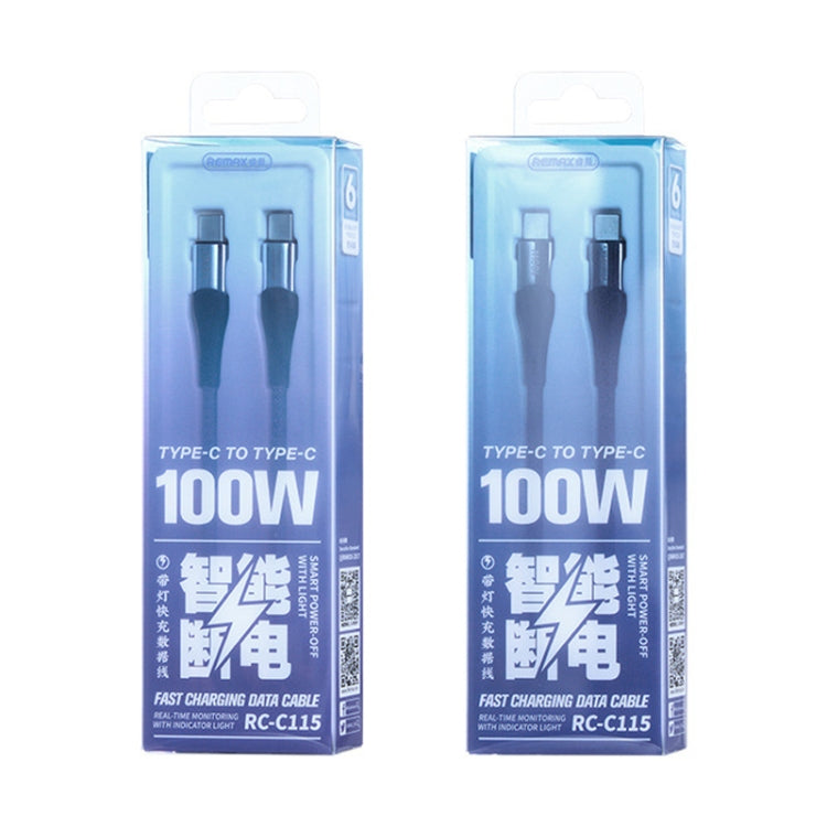 REMAX RC-C115 1.2m 100W Type-C to Type-C Smart Power-off Fast Charging Data Cable(Dark Blue)