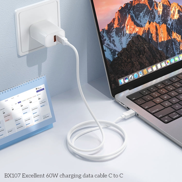 Borofone BX107 60W USB-C / Type-C to USB-C / Type-C Fast Charge Data Cable, Length:1m(Blue)