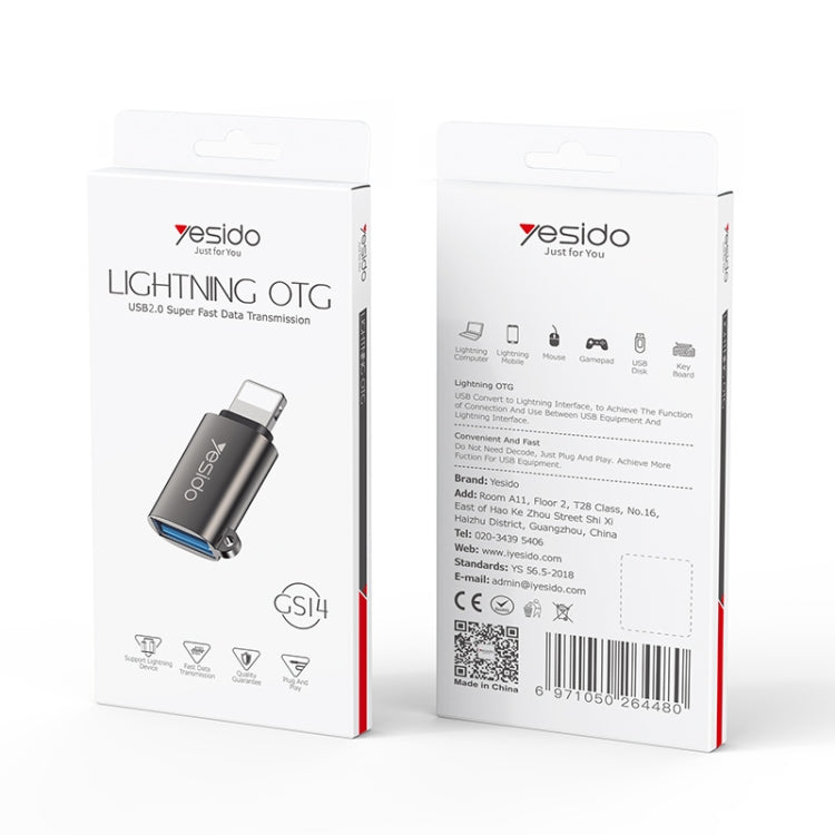 Adaptateur OTG Yesido GS14 8 broches vers USB 3.0 (noir)