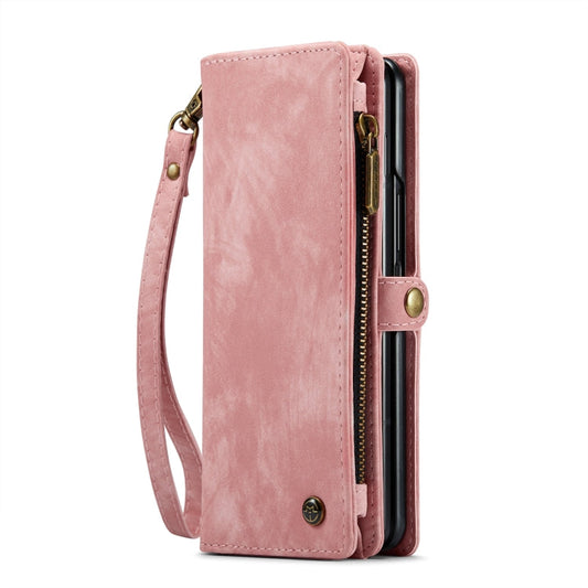 For Samsung Galaxy Z Fold6 5G CaseMe 008 Multifunctional Zipper Wallet Leather Phone Case with Lanyard(Pink)