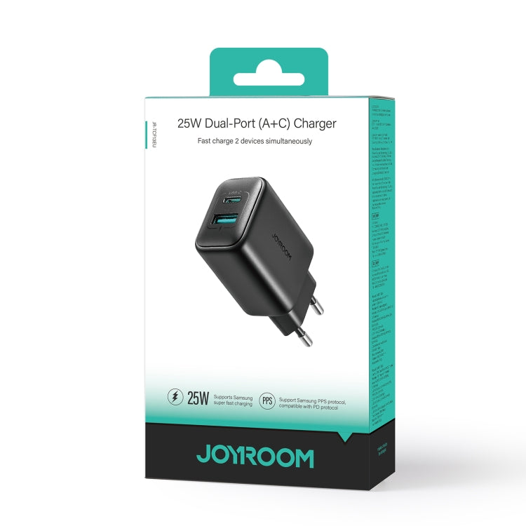 JOYROOM JR-TCF13 25W Dual Ports USB + Type-C Charger, Plug:EU Plug(Black)
