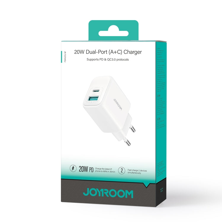 JOYROOM JR-TCF21 20W Dual Ports USB + Type-C Charger, Plug:EU Plug(White)