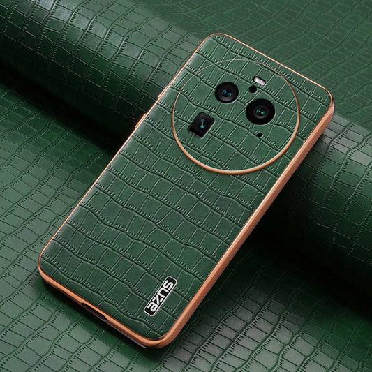 For OPPO Find X6 Pro AZNS Electroplated Frame Crocodile Texture Full Coverage Phone Case(Green)