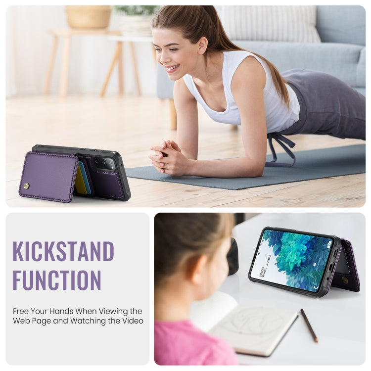 Pour Samsung Galaxy S20 FE JEEHOOD J05 Étui de téléphone en cuir RFID de style professionnel magnétique (violet)