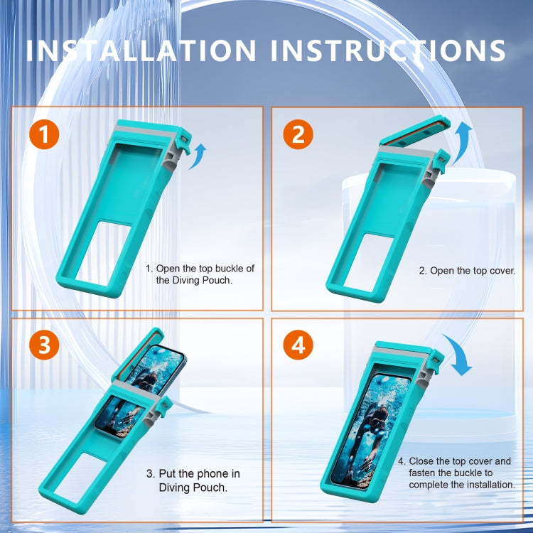 RedPepper 15m Depth Waterproof Phone Diving Pouch with Suction Cup(Grass Blue)