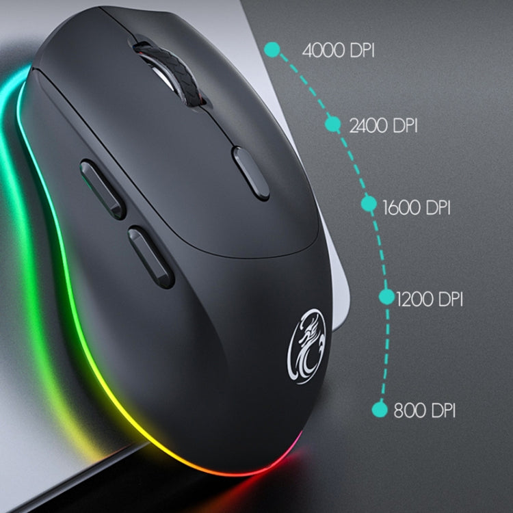 Souris Gaming sans fil silencieuse iMICE G905 Bluetooth double mode à 6 boutons (Noir)