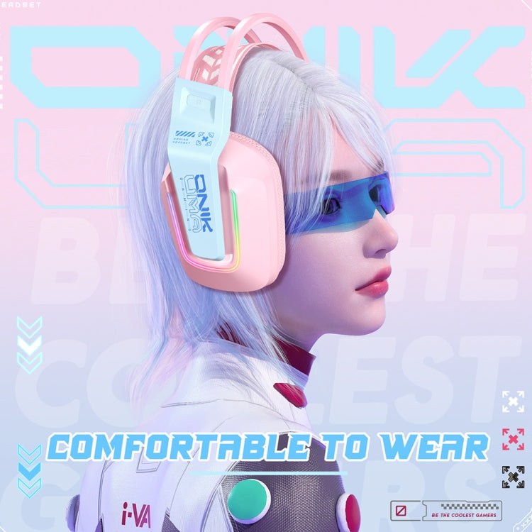 ONIKUMA X13 RGB Colorful Lighting Wired Gaming Headset with Microphone, Length:2.2m(Pink)
