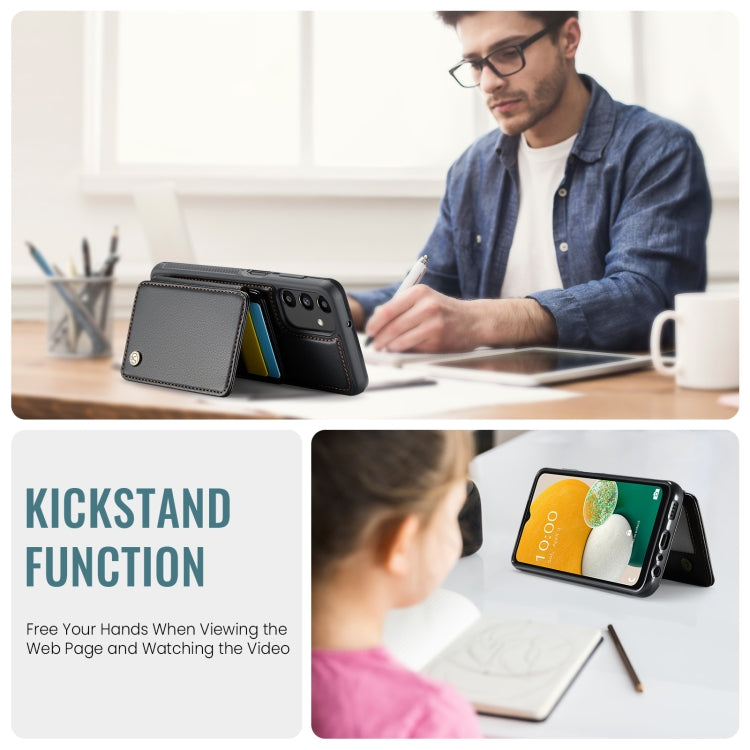 For Samsung Galaxy A13 5G JEEHOOD J05 Business Magnetic Style RFID Leather Phone Case(Black)